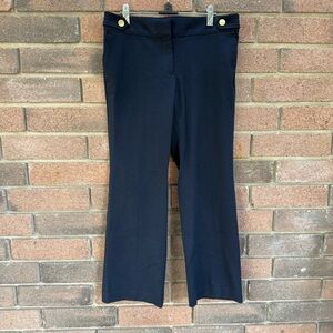 LOFT Black Trousers Marisa Pants with Gold Buttons Size 6 Pettite